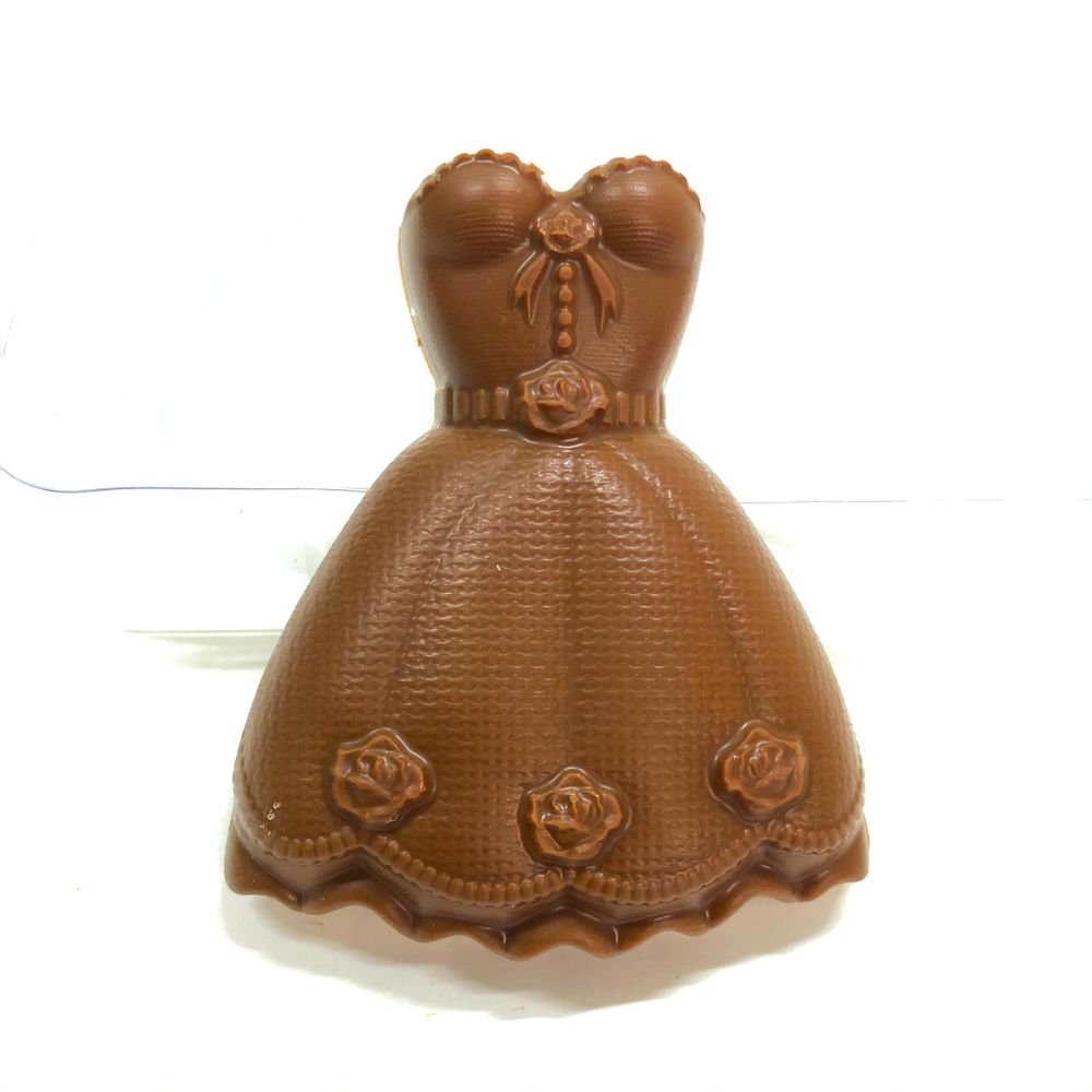 Пластиковая форма для шоколада жен. ПЛАТЬЕ №2 с розочками 70х100мм