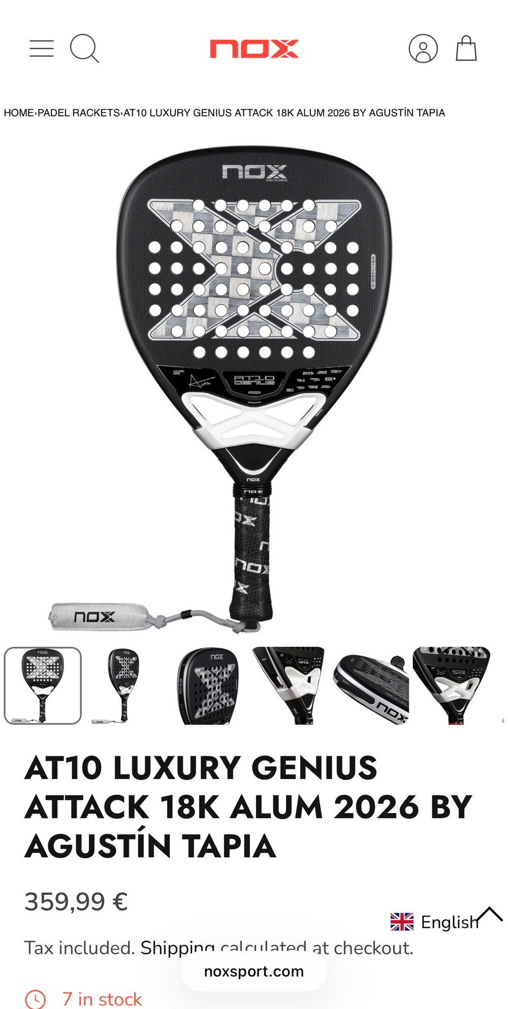 NOX, SS, PALA AT10 GENIUS ATTACK 18K ALUM BY AGUSTIN TAPIA (2026), Padel Racket