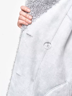 Шуба женская из овечьей шерсти чебурашка тедди, SilverFox (арт. S1188rm012bz)
