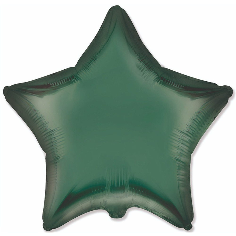Фольгированный шар-звезда, сатин, зеленый/золотой, 46 см
