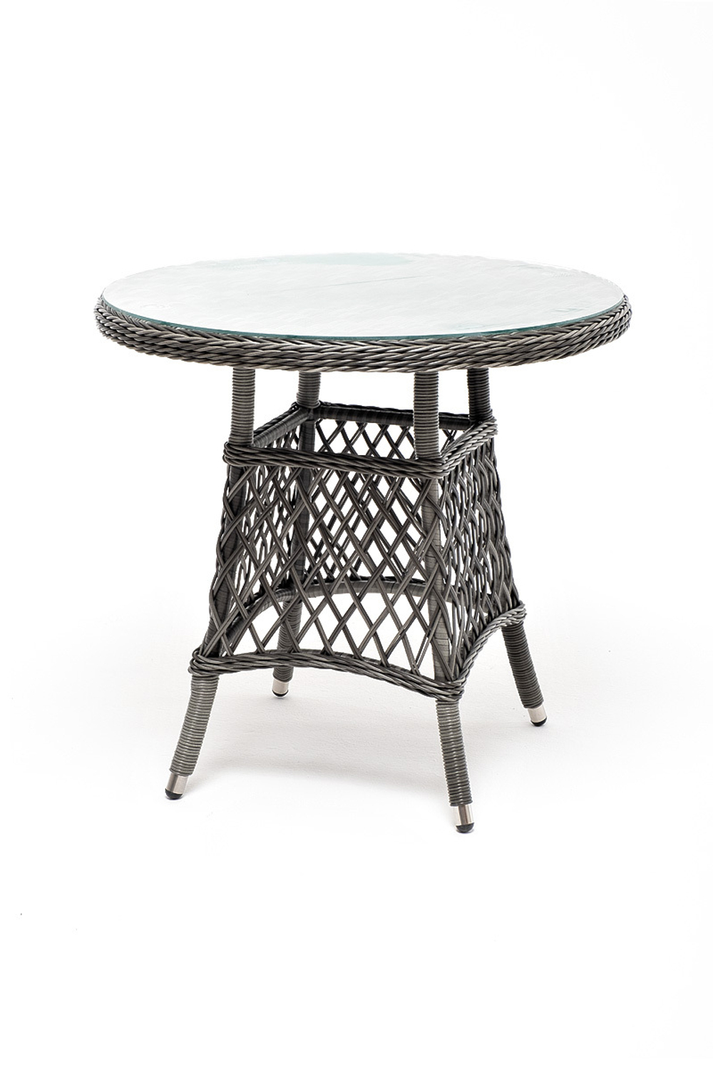 "Эспрессо" плетеный круглый стол, диаметр 80 см, цвет графит