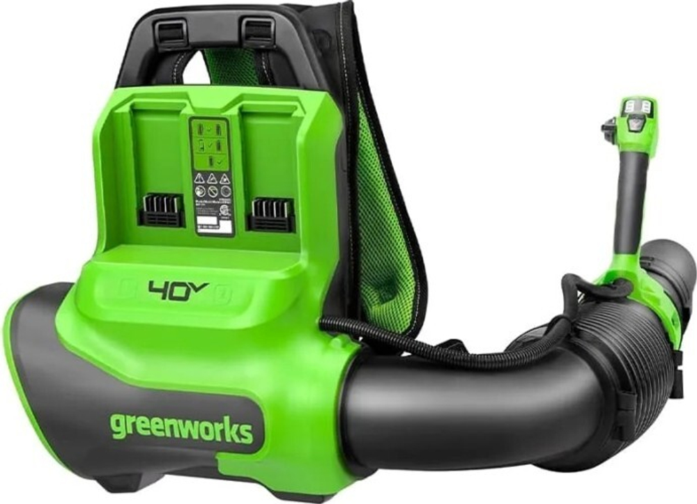Воздуходувка аккумуляторная GREENWORKS GD40BPG2 40V, ранцевая, б/щ, АКБ 4Ач и ЗУ 2408107UB