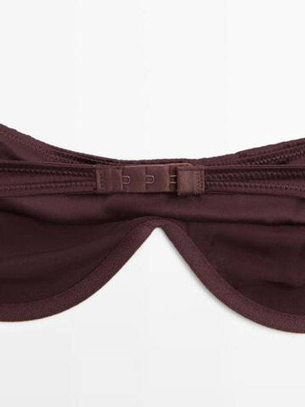 Massimo Dutti Топ-бандо с контрастной деталью, коричневый