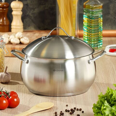 Кастрюля нерж, 6.5 л, с крыш, Daniks, Мальта, GS-01345KS-24CA, индукц