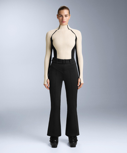 Oysho Футболка базового слоя из контрастной трикотажной ткани в рубчик, бежевый/черный