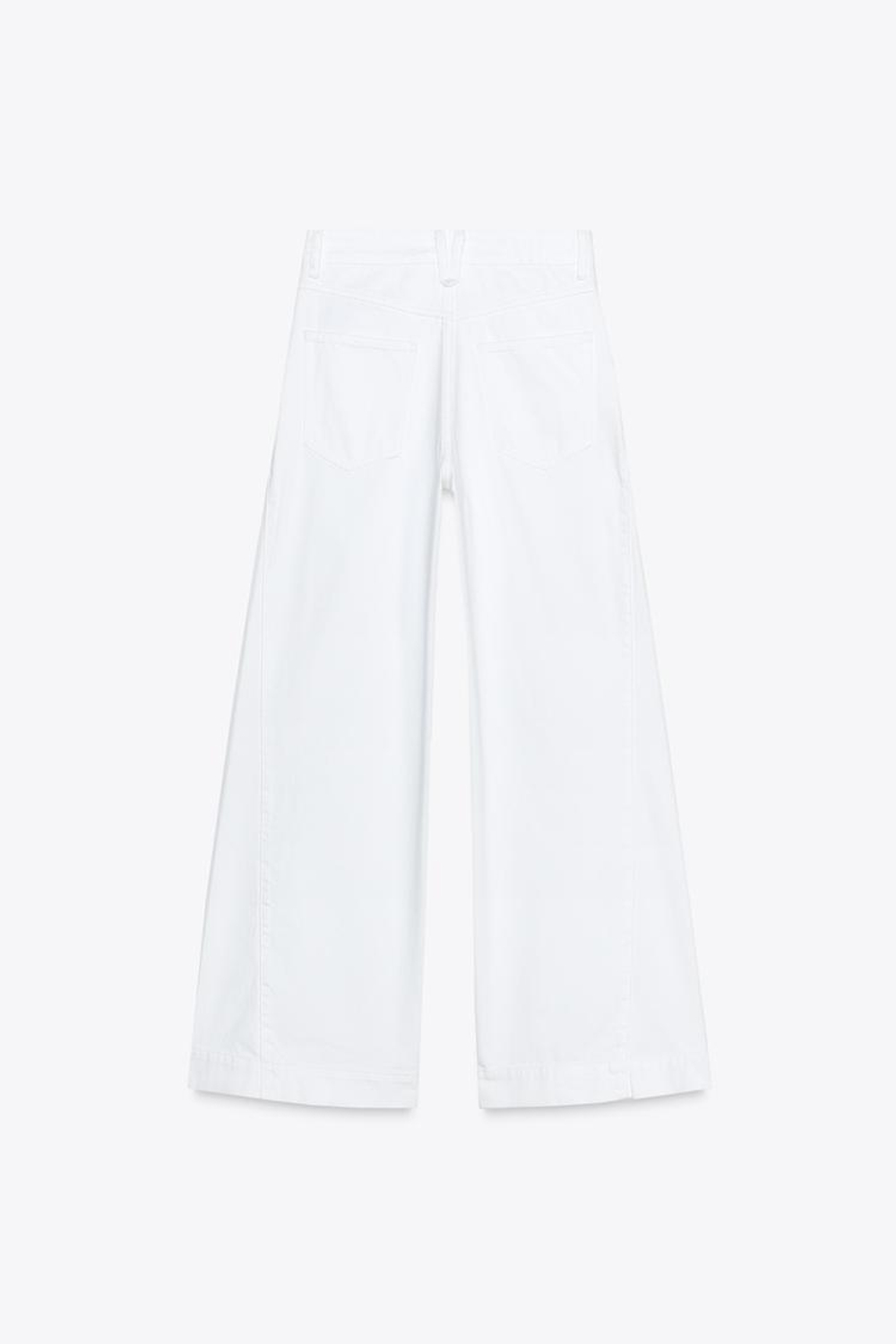 ZARA ДЖИНСЫ Z1975 WIDE-LEG СО СРЕДНЕЙ ПОСАДКОЙ И ДЕКОРАТИВНОЙ СТРОЧКОЙ ПО БОКАМ, БЕЛЫЙ