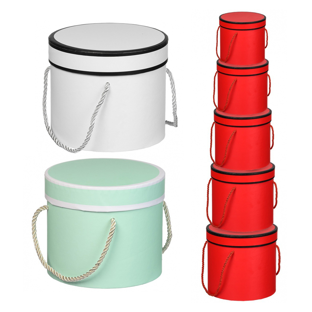 Подарочная коробка Basir 5 в 1, круглые с крышкой, размер 25*25/23*23/21*20/18*17/14*13 см (диаметр*высота), ассорти