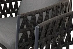 "Диего" лаунж-зона 4-местная плетеная из роупа (веревки), каркас алюминиевый темно-серый, роуп темно-серый