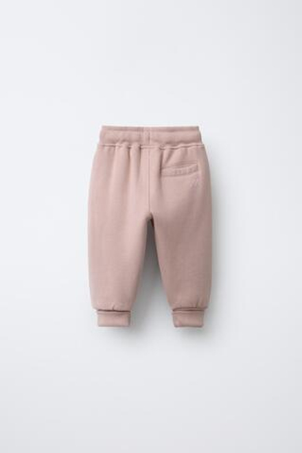 ZARA БРЮКИ-ДЖОГГЕРЫ С ЛОГОТИПОМ, БЛЕДНО-РОЗОВЫЙ