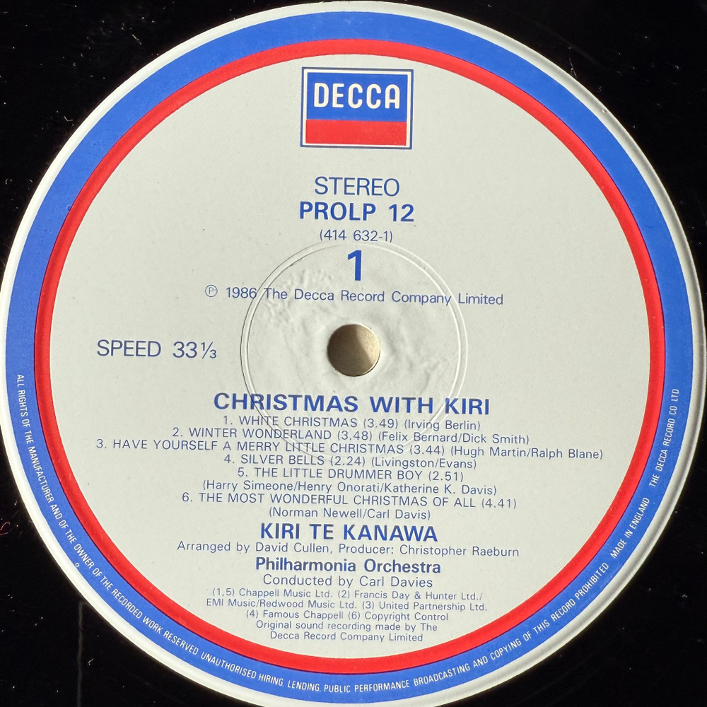 Kiri Te Kanawa, Carl Davis ‎– Christmas With Kiri (Англия 1986г.)