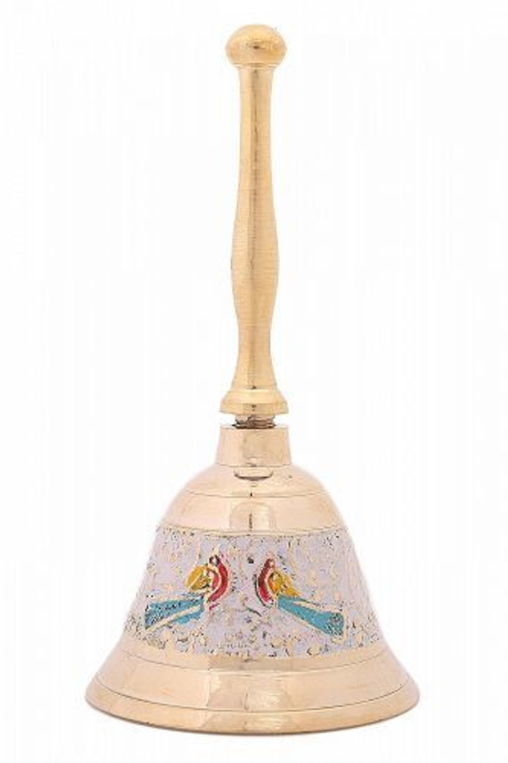 Колокольчик Павлины латунь эмаль белая 6,5x6,5x12,5 см