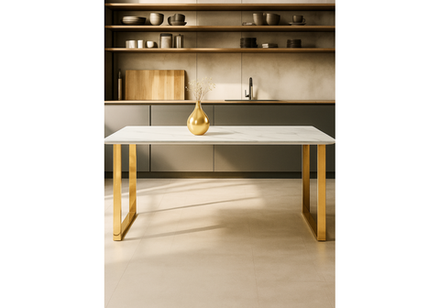 Керамический стол Woodville Селена 2 180х90х77 белый мрамор, золото