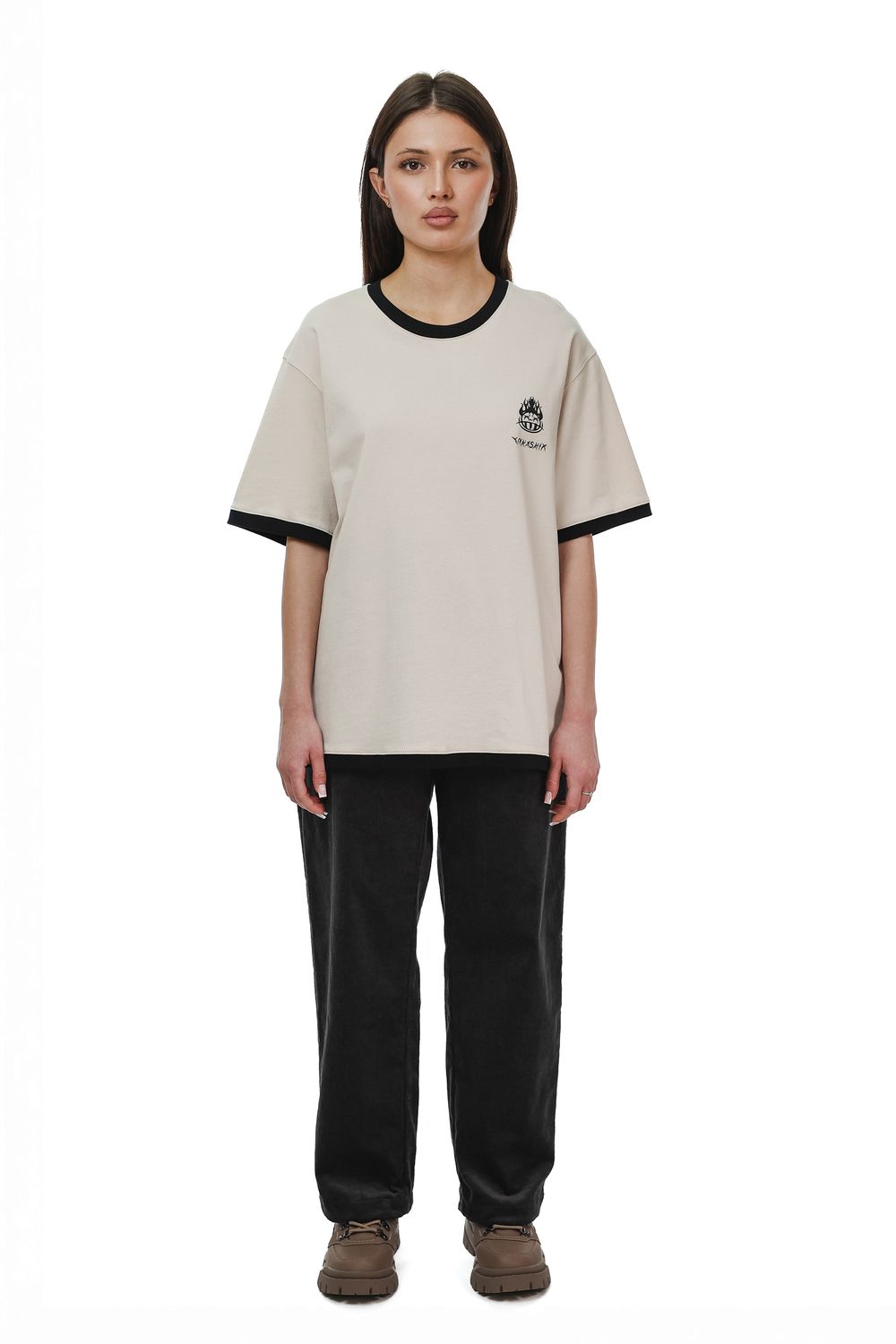 Футболка Ymkashix Hellcome logo кремовая