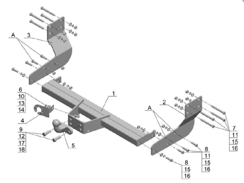 Фаркоп для Mercedes Sprinter (2006-)/VOLKSWAGEN Crafter (2006-) без ступеньки (без электрики) (паспорт и сертификат) AvtoS.MB06