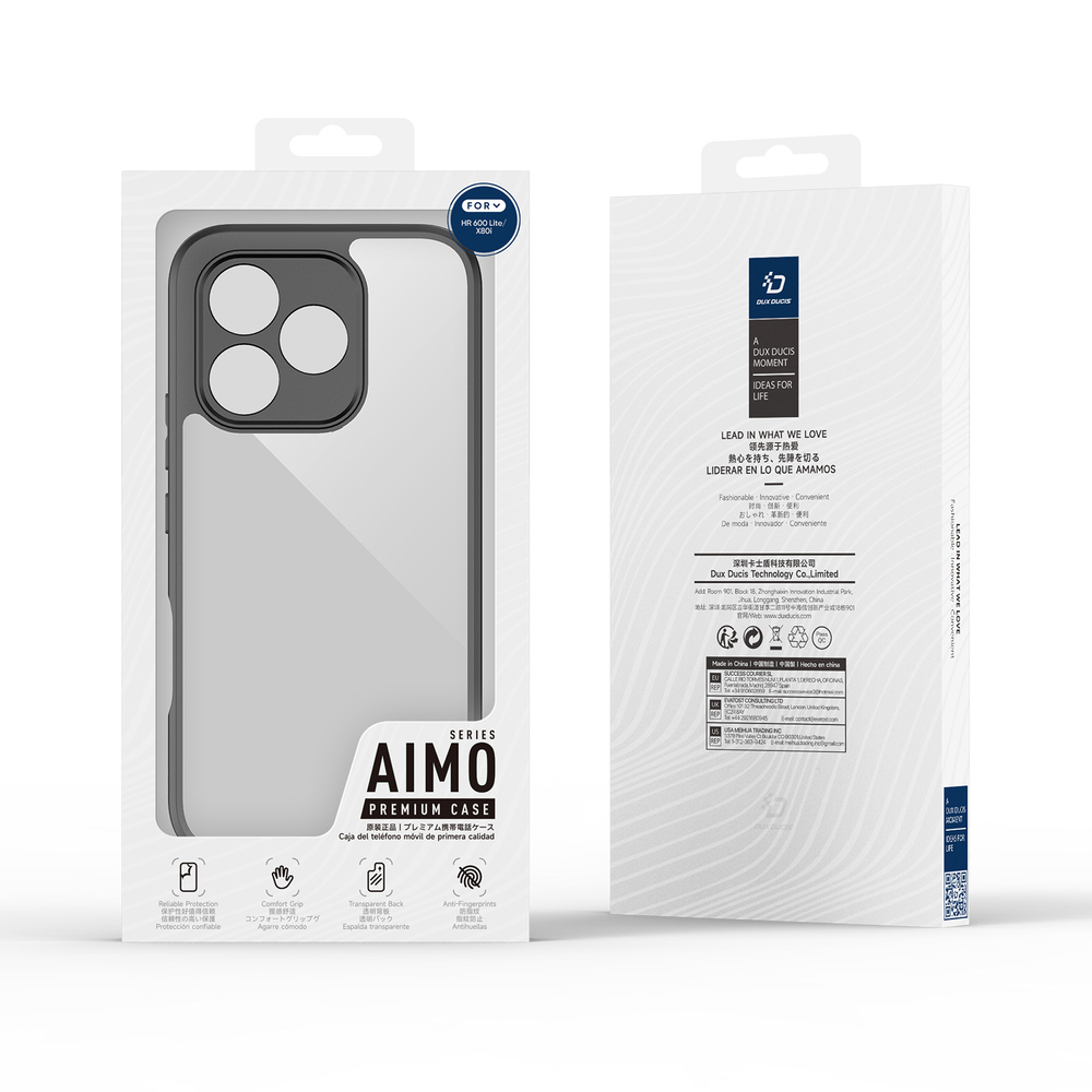 Чехол прозрачный с черными рамками для смартфона Honor 600 Lite и X80i, серия Aimo Series от Dux Ducis