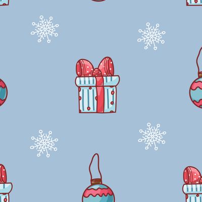 Подарок и шар на голубом