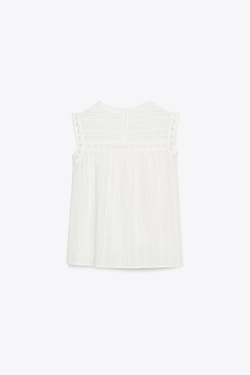 ZARA РОМАНТИЧНЫЙ ТОП БЕЗ РУКАВОВ, ЭКРЮ