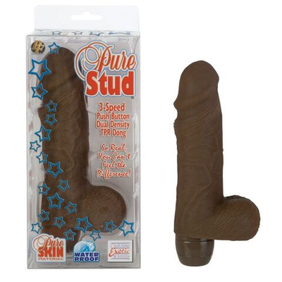 Вибромассажер коричневого цвета Pure Stud - 16 см. (Цвет: коричневый)