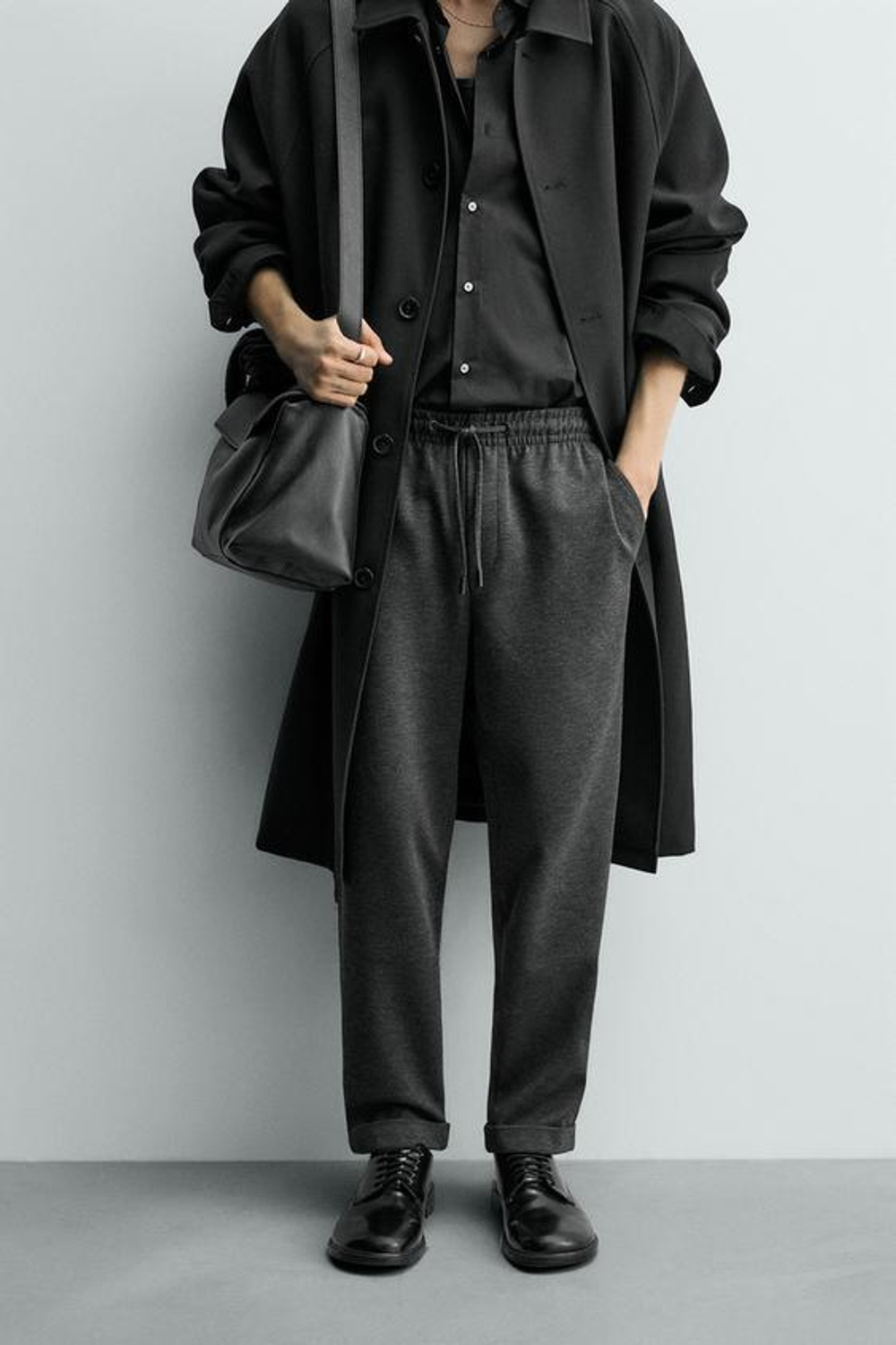 ZARA БРЮКИ-ДЖОГГЕРЫ NON IRON КОМФОРТНОЙ ПОСАДКИ, МАРЕНГО МЕЛАНЖ