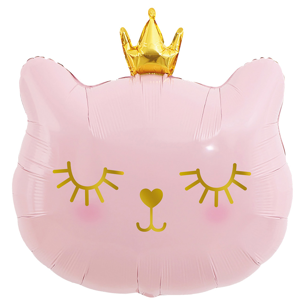 Шар с клапаном (11''/28 см) Мини-фигура, Котенок Принцесса, Розовый, 5 шт. в уп. (цв.этик.)