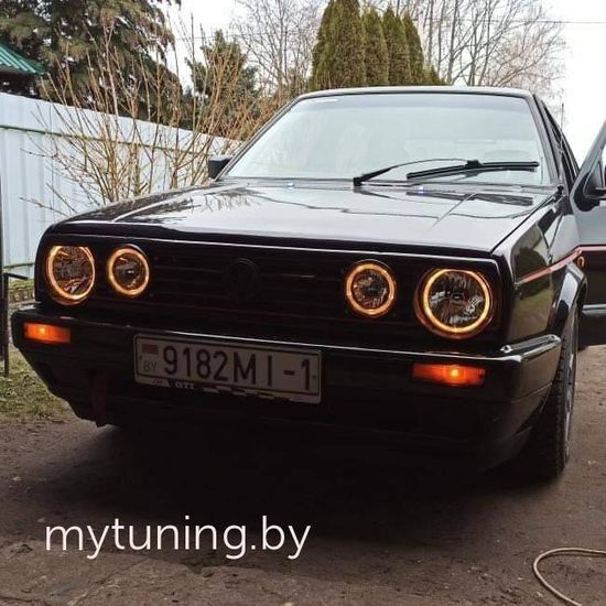 Передние фары внешние VW Golf 2 angel eyes chrome