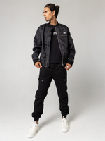 Бомбер черный мужской город горький демисезонный