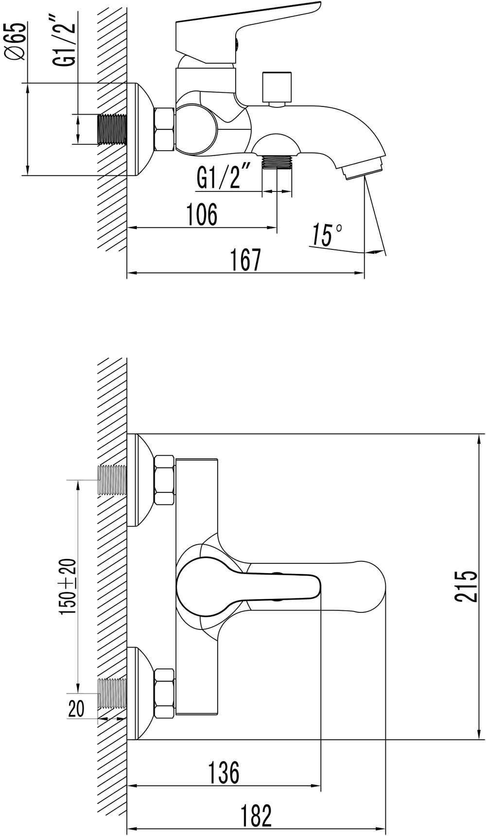 Смеситель для ванны с душем STWORKI Хальмстад S15100CR хром