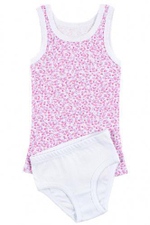 Комплект для девочки (майка+трусы) (86-52, белый+веточки на белом), 1 шт.