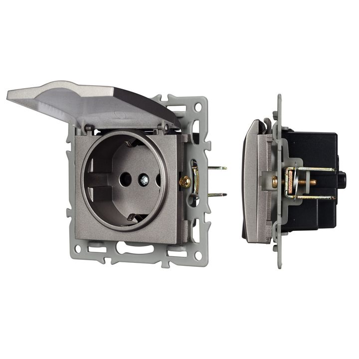 Механизм розетки влагозащищённый SCT-MCP-PL-GR (250V, 16A) Arlight 043747