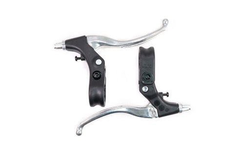 Ручки тормозные PROMAX, под "четыре пальца", пластик/алюминий, серебристо-черные