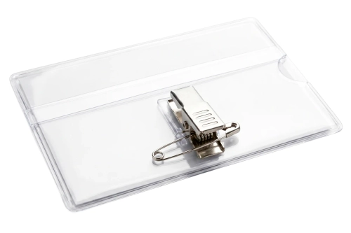 Бейдж горизонтальный с клипсой и булавкой