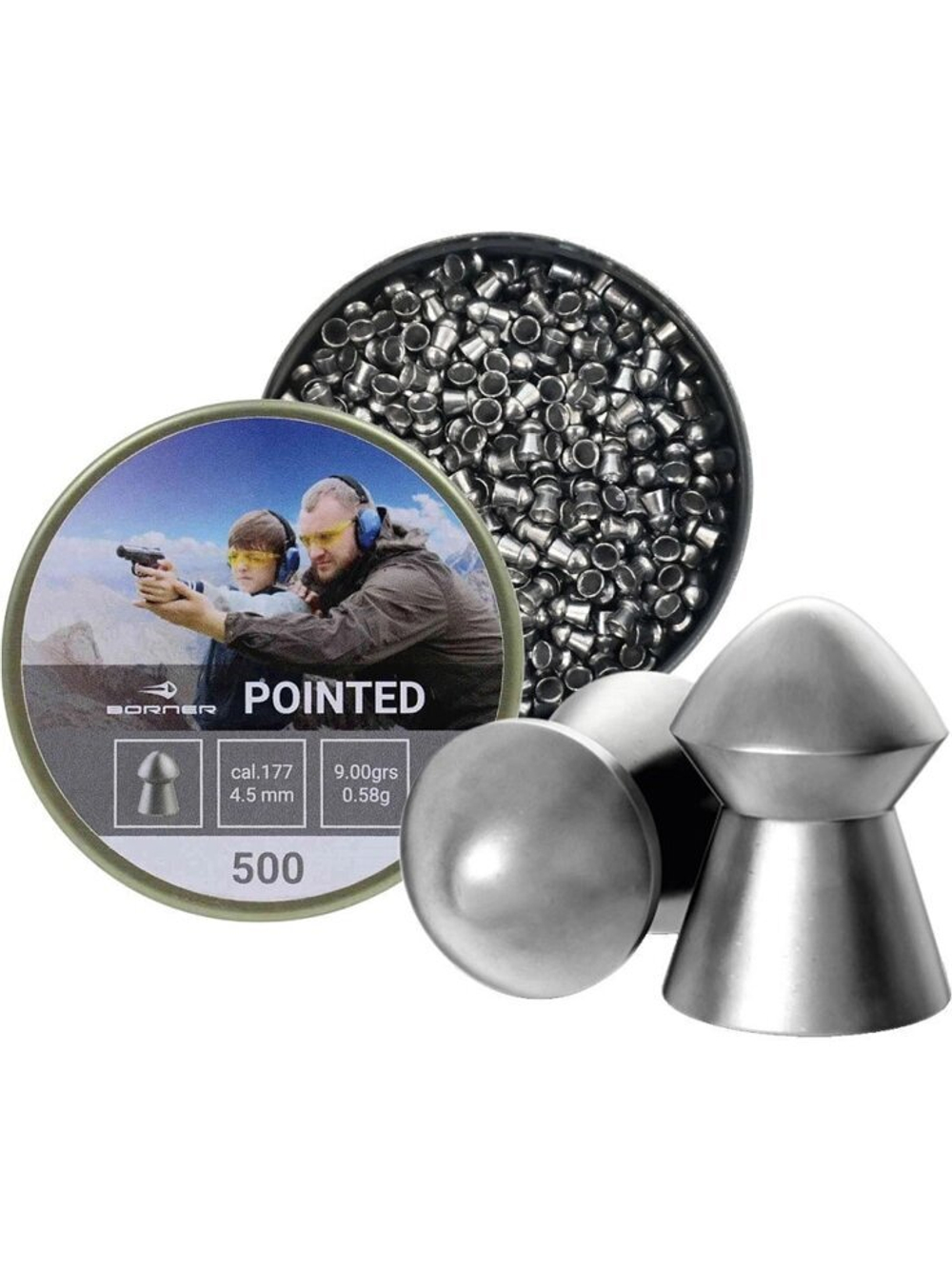 Пуля пневматическая Borner "Pointed",  4,5 (500 шт.) 0,58 гр.