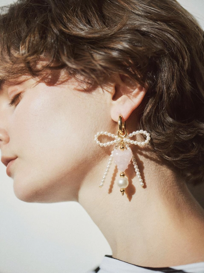 Серьга Нежное Сердце с Жемчугом