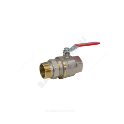 Кран шаровой латунь никель 1006 Euro Ду 50 Ру16 ВР/"американка" полнопроходной рычаг красный Aquasfera 1006-06