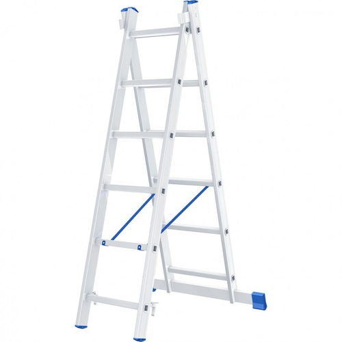 Лестница, 2 х 6 ступеней, алюминиевая, двухсекционная, Сибртех