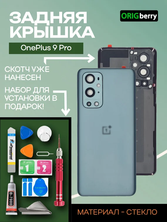 Задняя крышка для OnePlus 9 Pro зелёная (Pine green) матовая, со стеклом камеры