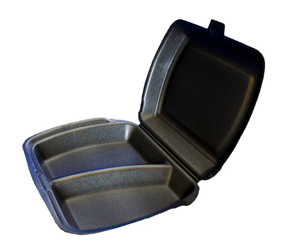 Ланч-бокс 2-х/секц. черный 100шт (Рестторг)