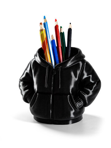 Подставка для карандашей "Худи", 13 см высота, 3D печать, черная