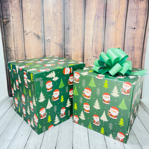 Коробки Куб "Дед Мороз" Набор 2 шт. Зеленый
