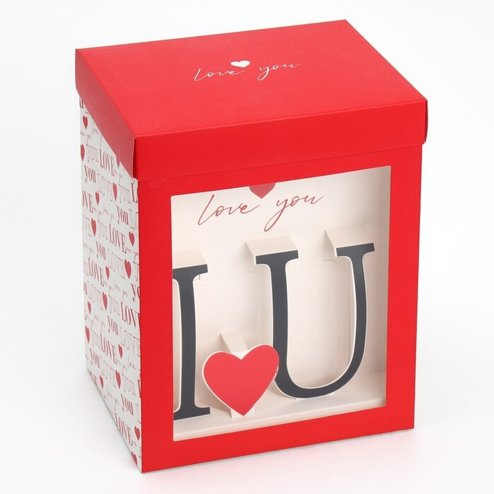 Коробка складная с 3D эффектом «Love you», 18 х 14 х 23 см