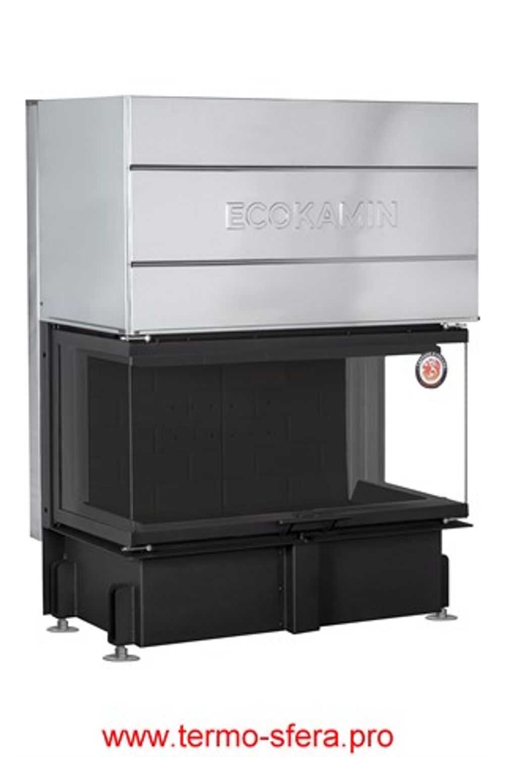 Каминная топка Экокамин ДЕЛЬТА 1000 KB три стекла черный шамот