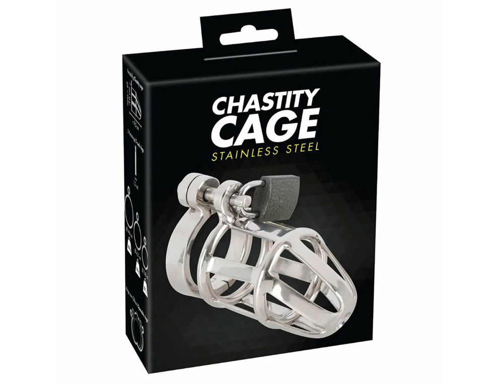 Пояс верности мужской Chastity Cage, 9.5 см, серебристый