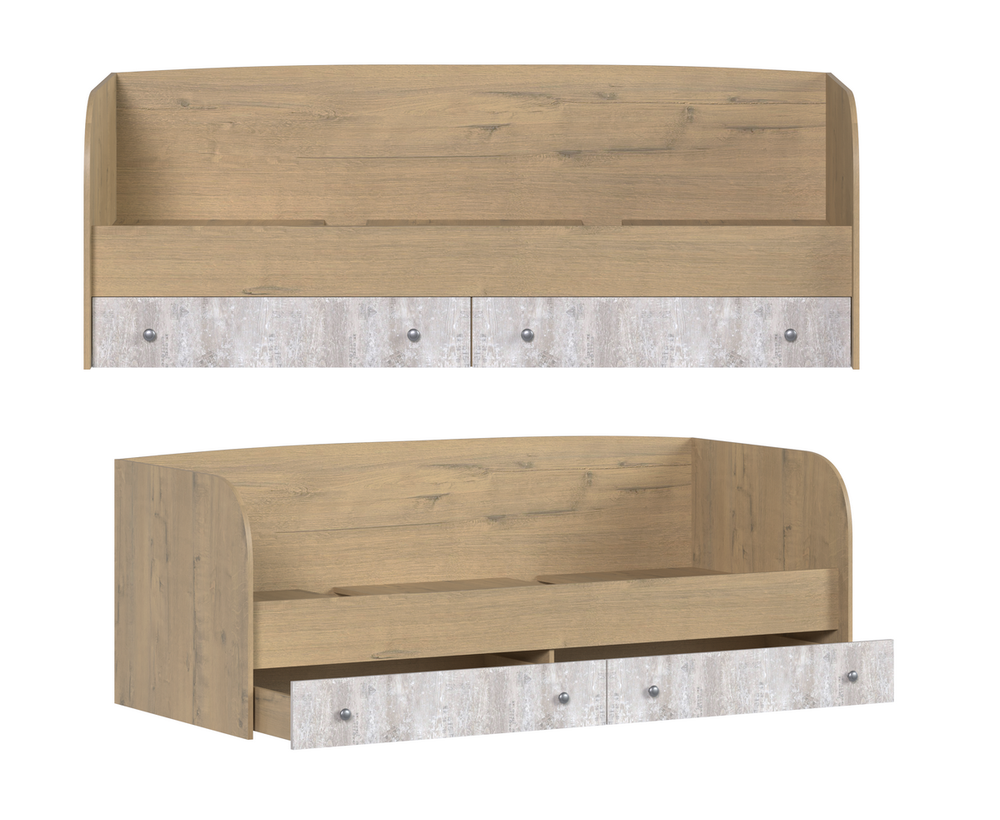 Кровать 1сп. Ассоль Дуб бунратти/анкор белый/дельмар