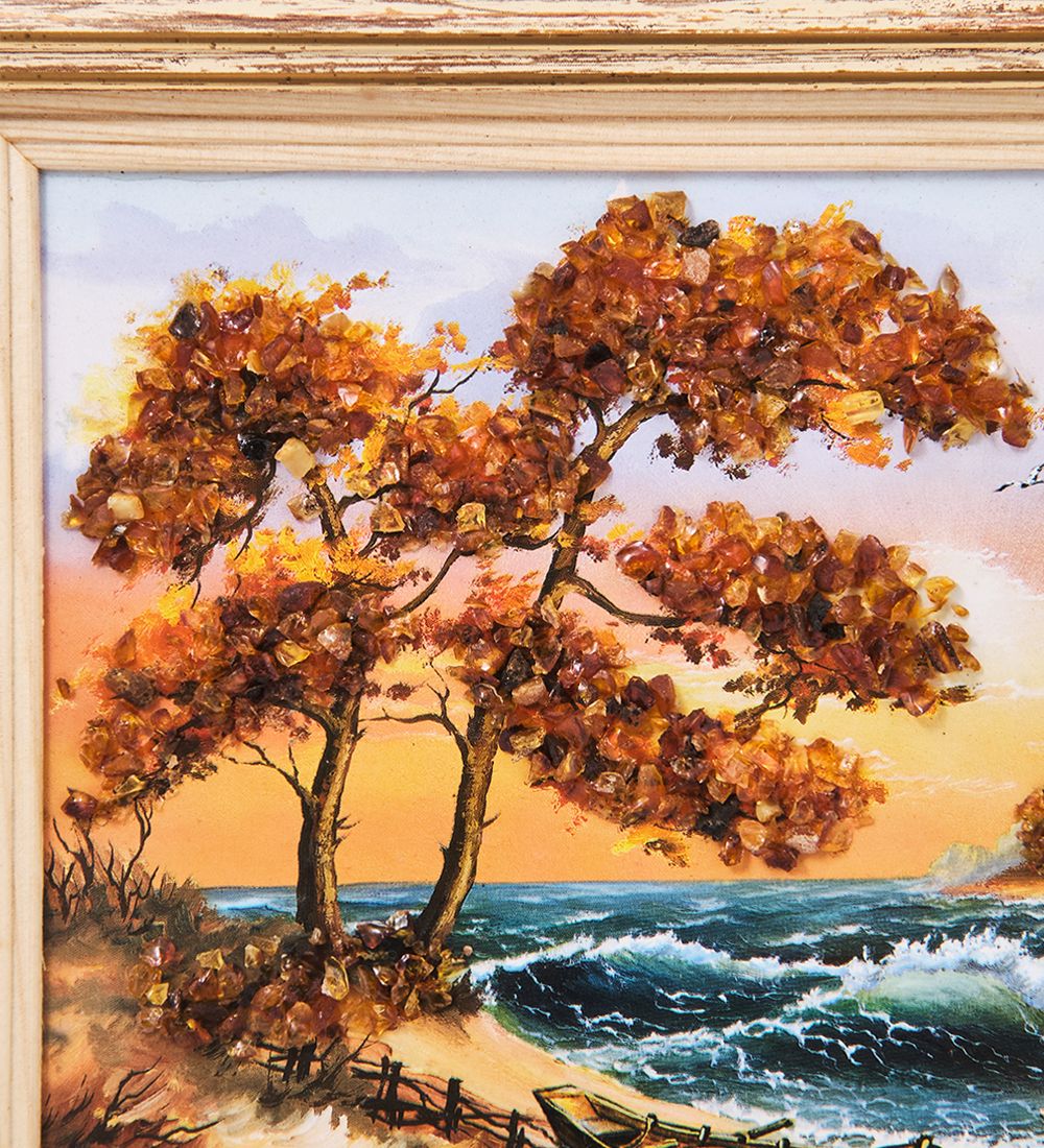 AMB-03/54 Картина «Красота природы» (с янтарной крошкой) H-32см