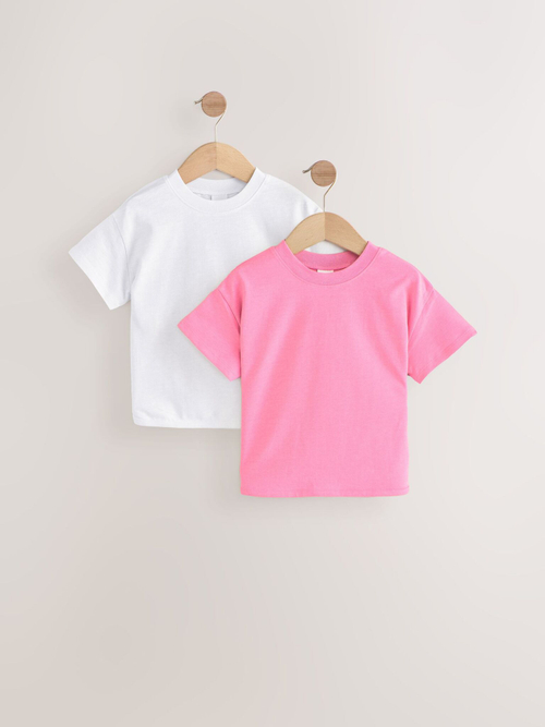 Футболка для девочки Next E65-345, 2 шт., Белый, Розовый