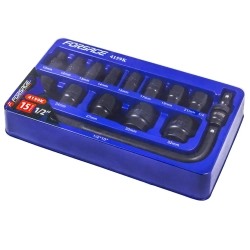 Набор головок ударных 15пр. 1/2''(6-гр.) (10,12, 13, 14, 15, 17, 19, 21, 22, 24, 27, 30, 32мм) в ложементе Forsage F-4159K