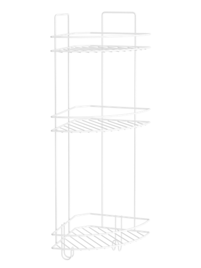 Полка для душа DIWO Тула P.Tu.3/2.Tp.w угловая, подвесная, термопластичная, белая, с крючками, на присосках