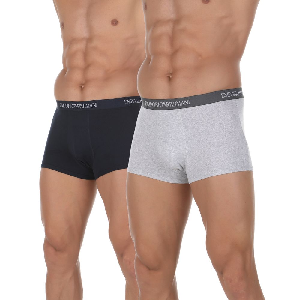 Набор мужских трусов боксеров 2в1 (темно-синий, серый меланж) Emporio Armani 111613_CC722 15935