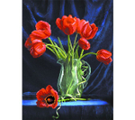 "Тюльпаны на синем"-4076 ткань с нанесенным рисунком