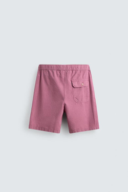 ZARA ШОРТЫ REGULAR FIT С ЭФФЕКТОМ ПОТЕРТОСТИ, РОЗОВЫЙ